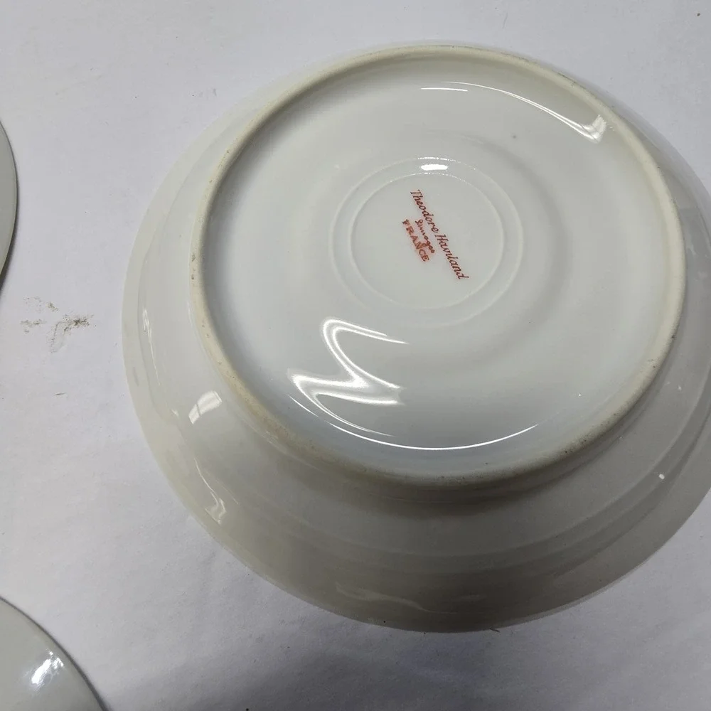 Theodore Haviland Pink Roses Saucers Set Of 5 Limoges France Porcelain* No Cups‎